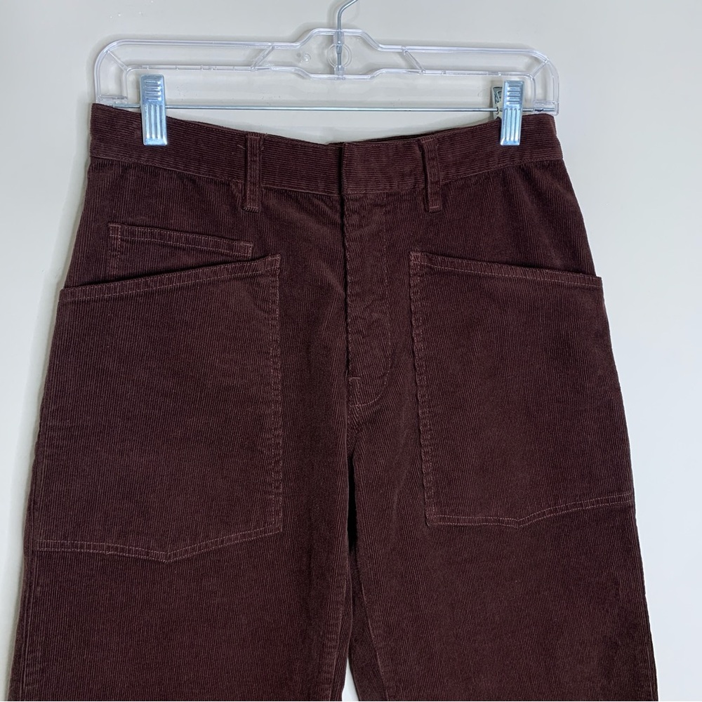 NEW Nili Lotan Shon Corduroy Pant (Sz 00) Curved Barrel Leg Cotton Merlot Brown - Picture 5 of 12